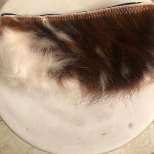 9”‎ x 5” long cow fur bag with zipper